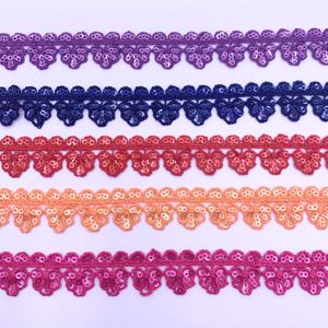 Роскошный цвет, оптовая продажа, Пакистанская Gpo кружевная вышивка, блестящая Водорастворимая направляющая с блестками, кружевная отделка - Product Image 2