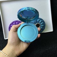 Contenant compact rond vide pour fard à joues avec miroir, rechargeable, emballage cosmétique portable pour poudre pressée, marque privée OEM