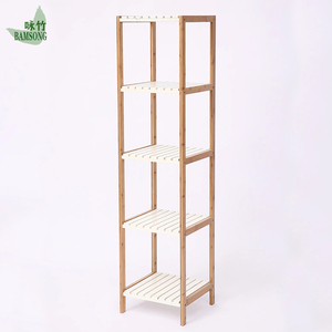 Large 5 Tier Bamboo <strong>Storage</strong> Shelf <strong>Tall</strong> White Organizer Rack With Adjustable Shelves for <strong>Storage</strong> in Bathroom Laundry or Pantry - Product Image 5