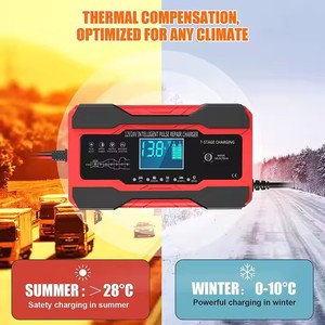 NCFKOS 12V 24V 10A Cargador de batería de coche inteligente Reparación de pulso de pantalla táctil LCD <span class=keywords><strong>Carga</strong></span> de energía rápida Batería de plomo y ácido seco húmedo - Product Image 5