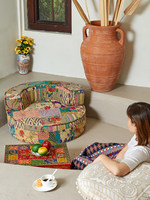 Canapé de sol importé d'Inde en bois, une place, style influenceur, style tatami, luxe léger, pour salon