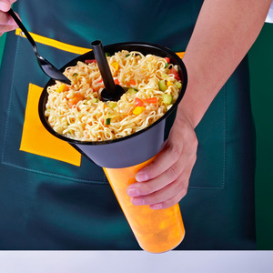 Cangkir Plastik Transparan 2 in 1 untuk Camilan dan Minuman, Cangkir dan Mangkuk Plastik untuk Bawa Pulang 90mm 12/14/16 OZ Dinding Tunggal untuk Popcorn Bioskop, Teh, Kopi - Product Image 6