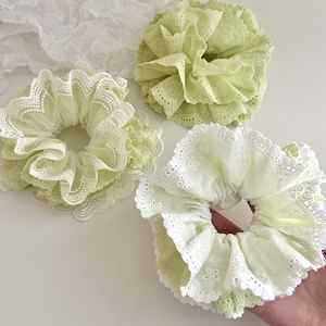 Peppermint Green Tea Color Múltiples capas Lace Scrunchies <span class=keywords><strong>Cola</strong></span> <span class=keywords><strong>de</strong></span> <span class=keywords><strong>caballo</strong></span> Accesorios para el cabello para mujeres - Product Image 3