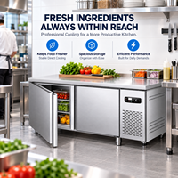 Réfrigérateur de Comptoir Commercial 350L, Congélateur Sous Comptoir en Acier Inoxydable, Table de Préparation Réfrigérée à 2 Portes, Refroidissement Direct 220V