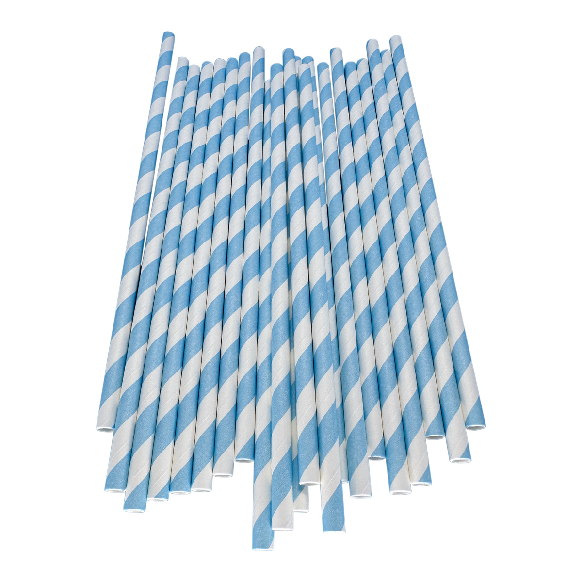 Sky Blue & White Striped Paper Straws