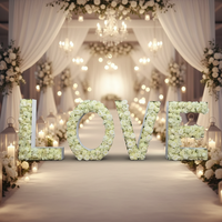 Décoration de fond de mariage LILIS, lettres de fleurs en forme de rose blanche LOVE, accessoire de lettres florales 3D