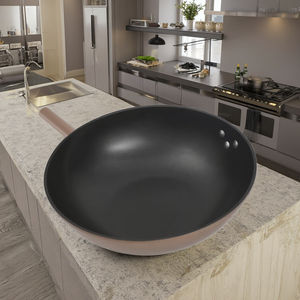 <span class=keywords><strong>Wok</strong></span> Tradicional Chino Pre-Sazonado <span class=keywords><strong>de</strong></span> Hierro Negro Antiadherente con Revestimiento Cerámico, Tapa <span class=keywords><strong>de</strong></span> Vidrio, Ecológico, para Saltear, con Mango <span class=keywords><strong>de</strong></span> Plástico - Product Image 2