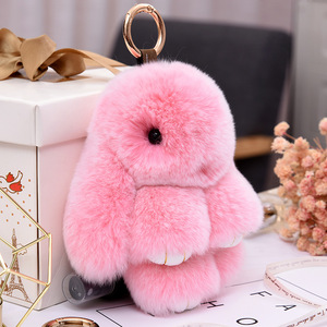 Rts Tùy Chỉnh Nhồi Bông Keychain Lông Pompon 15Cm Bunny Fluffy Bất Thỏ Lông Keychain Đính Phụ Nữ Pompom Thỏ Trên Túi Móc Chìa Khóa - Product Image 2
