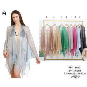 Angelina Mesh <b>Cardigan</b> 92x165cm Fringe Open Front Swim Cover Up - Product Image 3