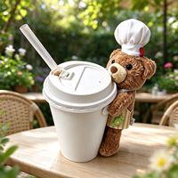 Nouveau Porte-gobelet Ours Chef Personnalisé en Peluche, Ornement en Peluche Ours en Peluche pour Décoration de Tasse à Thé Boba ou à Café, Idéal pour Cadeau en Magasin de Détail