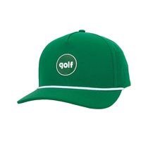 Sombreros de camionero de ala curva Snapback a prueba de agua de poliéster verde cuerda perforada con agujero cortado con láser de 5 paneles en blanco personalizado con soporte para camiseta