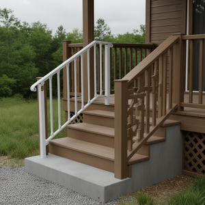 Barandilla de hierro forjado flexible VETOR, blanca, de 4 escalones, para escaleras de madera, escalones de hormigón, transitoria, para exteriores. - Product Image 2