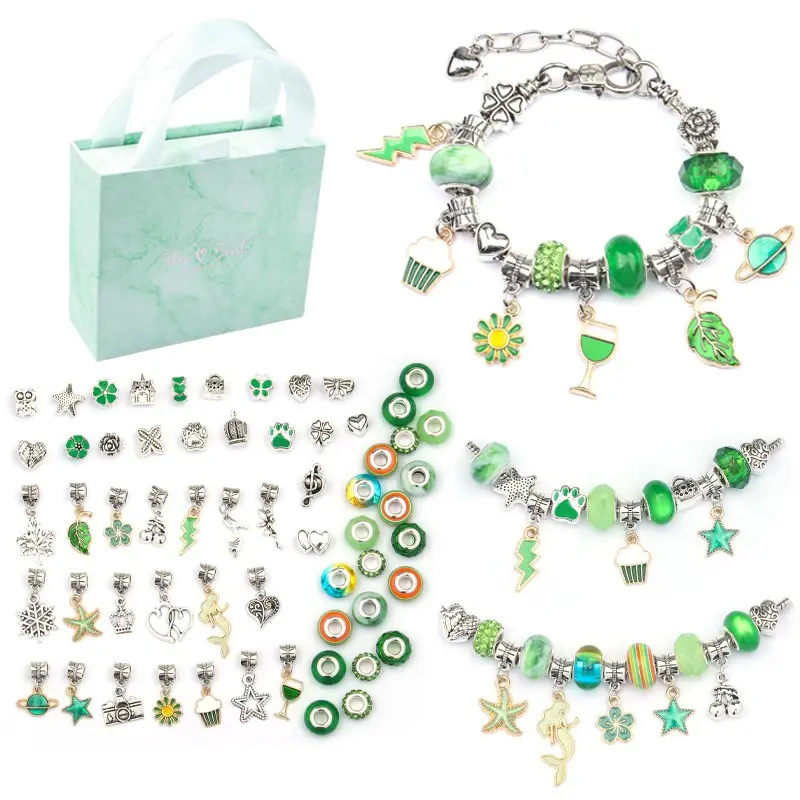 Jewelry Making Supplies Beads Green Animal Beads Pendant Crafts Gifts Set for Girls Teens Age