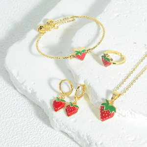 Ensemble de bijoux fleuris cerisiers 4 pièces plaqué or, accessoires adorables pour enfants, cadeau pour filles - Product Image 5