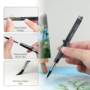 Professional Art Supplies Retractable Patent Design 6pcs Round Shape Painting <strong>Brush</strong> Plastic Handle <strong>Paint</strong> <strong>Brushes</strong> for <strong>Artists</strong> - Product Image 2