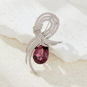 <b>Angel</b> Wing Brooch For Women <b>Crystal</b> Rhinestone Purple Corsage Everyday Wear - Product Image 4