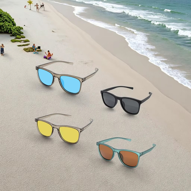 Women Custom Logo Glasses Comfort UV400 Polarized TAC Lens Light Weight PC Frame High Quality Full Rim Square Sunglasses Summer