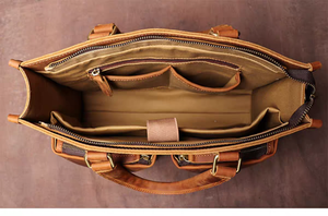 クレイジーホースレザー ラップトップバッグ ヴィンテージ レザーポートフォリオ ヴィンテージメッセンジャーバッグ レザーブリーフケース メンズ - Product Image 4