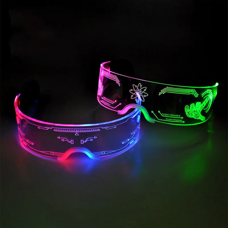 Forniture per feste Logo personalizzato lampeggiante Led El Light Up occhiali luminosi luminosi regalo In Neon scuro per bambini occhiali luminosi