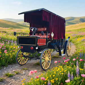 Élégante carrosse électrique de tourisme pour 6 passagers, style cœur, avec rideaux rouges, idéale pour les séances photo de mariage et les parcs à thème - Product Image 1