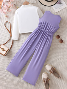 Collection Automne 2025 : Vêtements Coréens en Gros pour Enfants – Manteau à Manches Longues et Combinaison Sans Manches (2 pièces) pour Adolescentes - Product Image 6