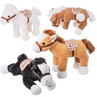 Nouvelle Grande Peluche Personnalisée pour Enfants 2025 – Maison de Cheval en Peluche Marron/Blanc avec Couverture en Coton Noir – Jouet Animal en Peluche Confortable