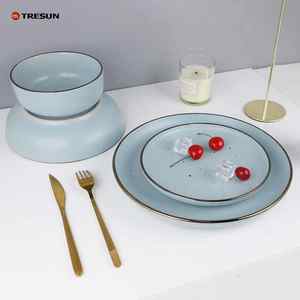 16 Pcs Premium Chinaware <b>Set</b> Ceramic Dinner <b>Sets</b> Matte Raw Edge <b>Speckled</b> <b>Dinnerware</b> <b>Sets</b> - Product Image 3