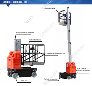 6m 7.5m 9m portatile alimentato a batteria con albero verticale guidabile sollevatore idraulico in lega di alluminio - Product Image 4