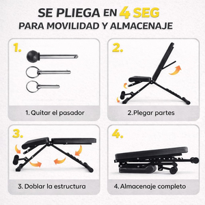Banco de Pesas Metálico Plegable y Ajustable, Equipo de Entrenamiento de Fuerza Multiusos para Gimnasio en Casa, Ejercicio de Cuerpo Completo - Product Image 4
