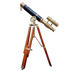 Telescopio de Madera y Latón Vintage con Trípode Decorativo, Decoración Náutica para Sala de Estudio, Interior Marino - Product Image 1