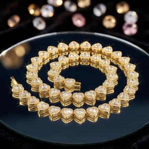 LUOYUNE - Cadenas de Latón Chapadas en Oro de 18K con Circonitas, Antideslustre, Delicadas, Hipoalergénicas, con Forma de Corazón Romántico, Regalo para Novia - Product Image 2
