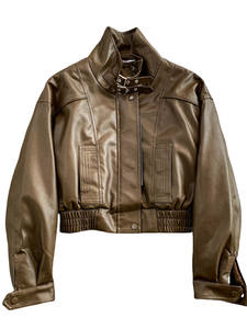 <span class=keywords><strong>Veste</strong></span> <span class=keywords><strong>en</strong></span> cuir PU ample et élégante pour <span class=keywords><strong>femme</strong></span>, style rétro avancé, couleur curry, col rembourré <span class=keywords><strong>en</strong></span> velours, coupe sportive, hiver 2025 - Product Image 5