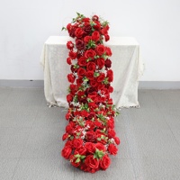 Fleurs en soie en gros pour arrangements floraux de mariage, chemin de table en fleurs artificielles rouges pour centres de table de fête et décoration de table de Noël