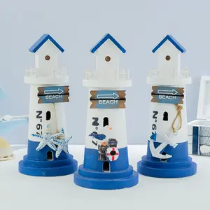 Nuevo modelo Hut Watchtower Huaqi HYI06 Beach indicando faro adornos artesanales de madera para muebles para el hogar