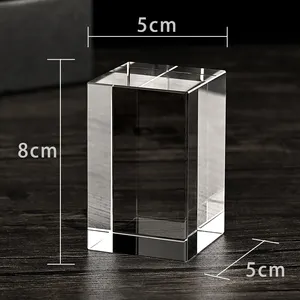 Glanzend Op Maat Gemaakte 3d Lasergravure K9 Crystal Cube Glas Decoratie Bijeenkomst Geschenken Kristal Ambacht