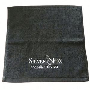 Serviette de toilette en coton noir personnalisée 30*30 cm avec broderie de logo - Product Image 2