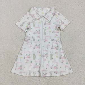 Robes Courtes à Manches Courtes pour Bébés Filles, Motif Fraise et Fleurs, avec Fermeture Éclair, Longueur Genou, Vente en Gros - Product Image 3