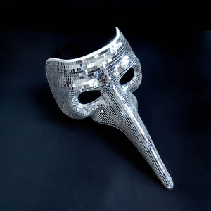 Máscara de pico de pájaro de PVC con purpurina efecto bola de discoteca I1301, accesorio de cosplay para disfraz de terror y fiesta de Halloween - Product Image 3