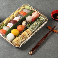 Boîte pliante carrée en papier kraft, prix d'usine en gros, échantillon gratuit, robuste, qualité alimentaire, OEM, emballage personnalisé pour sushis
