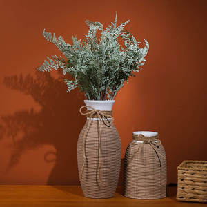 EAGLEGIFTS 사용자 정의 유럽 그리스 데코 독특한 피리 꽃병 수제 스칸디나비아 짠 등나무 세라믹 꽃병 꽃병 세트 - Product Image 6