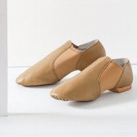 Chaussures de danse jazz en cuir marron à enfiler pour filles et garçons (tout-petits/enfants/enfants plus âgés) – En stock UE et États-Unis