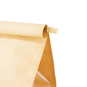 パンローフバッグトーストパンバッグクラフト紙プラスチック製ビューイングウィンドウ付き8サイドシールホワイト耐油性ブラウンフードボシェン