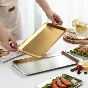 Stainless Steel Serving Trays Gold Square Plate Durable Hotel Food Coffee Tea Use - Product Image 3