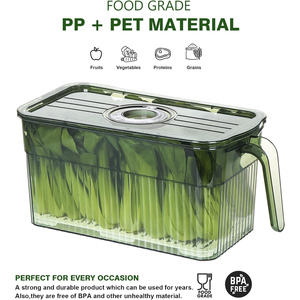 Transparent Rectangle Plastic Injection <b>Kitchen</b> Pet Food <b>Storage</b> <b>Box</b> Bins Stackable Fridge Organizer Set with Handle - Product Image 3