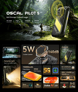 สมาร์ทโฟน Oscal Pilot 5 5G รุ่นทนทาน สีดำ/เหลือง หน้าจอ 6.67 นิ้ว HD+ 120Hz โทรศัพท์มือถือมาตรฐาน IP69K ระบบปฏิบัติการ Android 16 รองรับการชาร์จเร็ว 33W พร้อม NFC หน่วยความจำ 8+256GB - Product Image 4