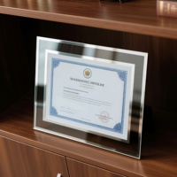 Cadres de certificats d'honneur en verre, cadre photo en verre argenté personnalisé A4, porte-documents en verre pour récompenses et diplômes