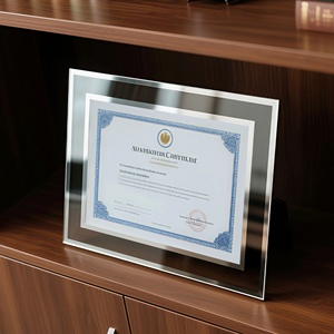 Cadres de certificats d'honneur en verre, <span class=keywords><strong>cadre</strong></span> <span class=keywords><strong>photo</strong></span> en verre <span class=keywords><strong>argenté</strong></span> personnalisé A4, porte-documents en verre pour récompenses et diplômes - Product Image 5