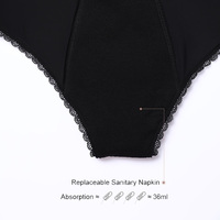 En gros Taille Basse XS-XL Période Tache Preuve Pantalon D'hygiène Calzones Menstruel Noir 4 Couche Absorber Menstruel Dentelle Période Panti