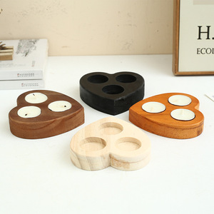Heart Shaped <b>Wood</b> Candle Holder 3 Hole For Home Decoration Wedding - Product Image 2