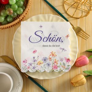 Nuevas servilletas impresas a color con motivos internacionales, servilletas para fiestas, servilletas desechables con encaje y diseño de jardín botánico para fiestas temáticas. - Product Image 5